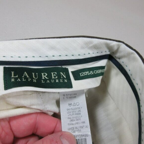 Ralph Lauren LRL mens brown Wool Cashmere cuffed pleated dress pants 34x30 EUC - Picture 3 of 6